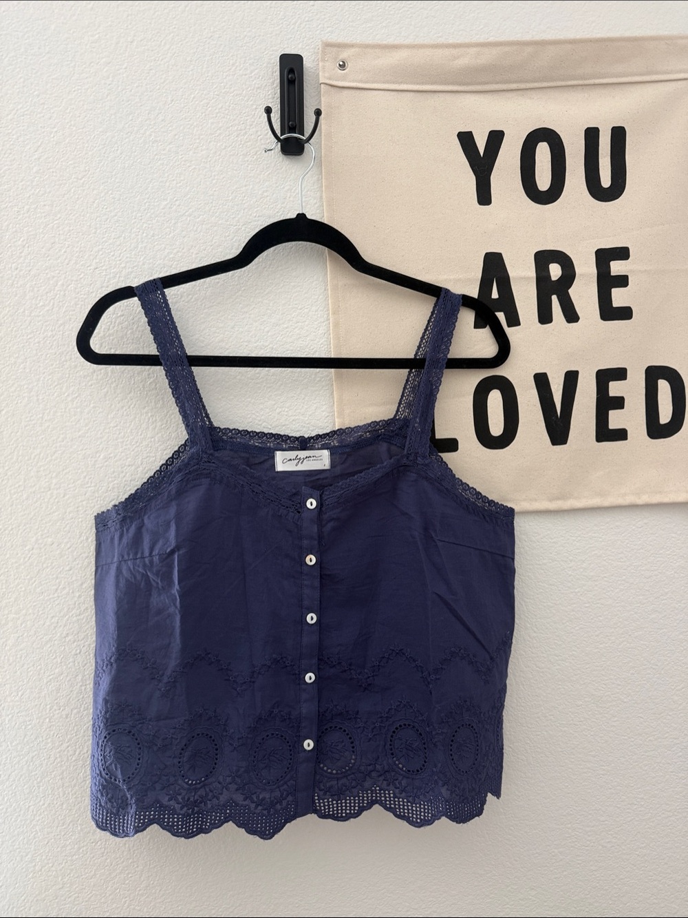 Carly Jean Los Angeles Navy Eyelet Button-Front ~ Tess Tank
